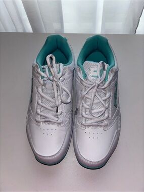 Fila White Sneakers with Teal Interior and Accents